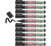 edding Rotulador para pizarra blanca 29 EcoLine – punta biselada 1-5 mm, recargable – negro 10 uds
