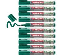 Edding 29-004 - Caja con 10 Marcadores Ecoline para Pizarra Blanca - Punta Biselada de Trazo 1-5 mm - Verde