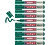 Edding 29-004 - Caja con 10 Marcadores para Pizarra Blanca - Punta Biselada de Trazo 1-5 mm - Verde