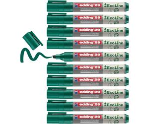 edding 29 EcoLine marcador para pizarras blancas - verde - 10 rotuladores - punta biselada 1-5mm - rotulador para pizarra blanca, borrado en seco - flipchart, tablón de notas - recargable