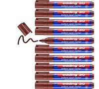 edding 30 marcador de tinta brillante para papel - marrón - 10 rotuladores permanentes - punta redonda 1,5-3 mm - colores vibrantes - resistentes a la luz - papel, cartón, plástico, metal, vidrio