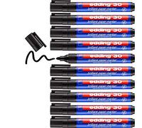 edding 30 marcador de tinta brillante para papel - negro - 10 rotuladores permanentes - punta redonda 1,5-3 mm - colores vibrantes - resistentes a la luz - papel, cartón, plástico, metal, vidrio