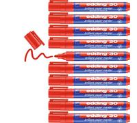 edding 30 marcador de tinta brillante para papel - rojo - 10 rotuladores permanentes - punta redonda 1,5-3 mm - colores vibrantes - resistentes a la luz - papel, cartón, plástico, metal, vidrio