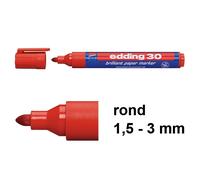 edding 30 marcador de tinta brillante para papel - rojo - 1 rotulador permanente - punta redondeada 1,5-3 mm - colores vibrantes - resistentes a la luz en papel, cartón, plástico, metal y vidrio