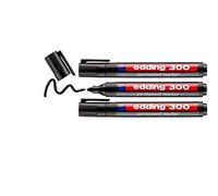 edding Marcador permanente 300 - punta redonda 1,5-3 mm, resistente al agua secado rápido, negro 3uds