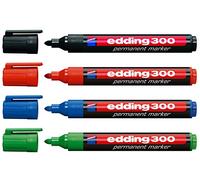 edding Rotuladores permanentes Edding 300 – Juego 4 rellenables 1,5–3 mm, negro/rojo/azul/verde