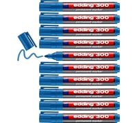 edding 300 marcador permanente - azul claro - 10 rotuladores- punta redonda 1,5-3 mm - resistente al agua, de secado rápido, rotuladores indelebles - para cartón, plástico, vidrio, madera, metal