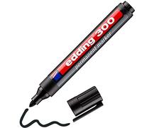 edding 300 marcador permanente - negro - 1 rotulador- punta redonda 1,5-3 mm - resistente al agua, de secado rápido, rotuladores indelebles - para cartón, plástico, vidrio, madera, metal