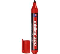 edding 300 marcador permanente - rojo - 1 rotulador- punta redonda 1,5-3 mm - resistente al agua, de secado rápido, rotuladores indelebles - para cartón, plástico, vidrio, madera, metal