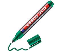 edding 300 marcador permanente - verde - 1 rotulador - punta redonda 1,5-3 mm - resistente al agua, de secado rápido, rotuladores indelebles - para cartón, plástico, vidrio, madera, metal