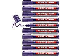 edding 300 marcador permanente - violeta - 10 rotuladores- punta redonda 1,5-3 mm - resistente al agua, de secado rápido, rotuladores indelebles - para cartón, plástico, vidrio, madera, metal