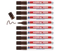 Edding 3000-018 - Caja con 10 Marcadores Permanentes - 1,5-3mm - Marron Oscuro
