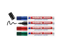 edding 3000-4-S - Blíster con 4 marcadores permanentes - Azul - Rojo - Verde - Negro