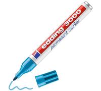 edding 3000 marcador permanente - azul claro - 1 rotulador - punta redonda 1,5-3 mm - indeleble de secado rápido - resistente al agua y a los borrones - cartón, plástico, madera, metal - universal