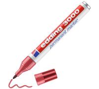 edding 3000 marcador permanente - carmín - 1 rotulador - punta redonda 1,5-3 mm - indeleble de secado rápido - resistente al agua y a los borrones - cartón plástico madera metal tela - universal