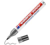 edding 3000 marcador permanente - gris - 1 rotulador - punta redonda 1,5-3 mm - indeleble de secado rápido - resistente al agua y a los borrones - cartón, plástico, madera, metal, tela - universal