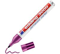 edding 3000 marcador permanente - magenta - 1 rotulador - punta redonda 1,5-3 mm - indeleble de secado rápido - resistente al agua y a los borrones - cartón plástico madera metal tela - universal