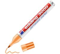 edding 3000 marcador permanente - naranja claro - 1 rotulador - punta redonda 1,5-3 mm - indeleble de secado rápido - resistente al agua y a los borrones - cartón plástico madera metal - universal