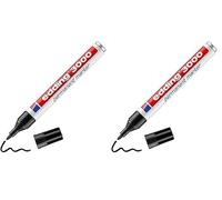 edding 3000 marcador permanente - negro - 1 rotulador - punta redonda 1,5-3 mm - indeleble de secado rápido - resistente al agua y a los borrones - cartón, plástico, madera, metal, tela (Paquete de 2)