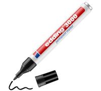 edding 3000 - Marcador Permanente Negro - Punta Redonda 1,5-3 mm | Marcadores permanentes de secado rápido, impermeables, a prueba de manchas, para cartón, plástico, madera, metal, tela