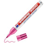 edding 3000 marcador permanente - rosa - 1 rotulador - punta redonda 1,5-3 mm - indeleble de secado rápido - resistente al agua y a los borrones - cartón, plástico, madera, metal, tela - universal