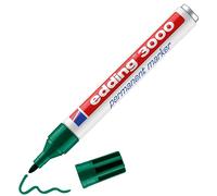 edding 3000 marcador permanente - verde - 1 rotulador - punta redonda 1,5-3 mm - indeleble de secado rápido - resistente al agua y a los borrones - cartón, plástico, madera, metal, tela - universal