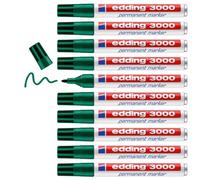 edding 3000 marcador permanente - verde - 10 rotuladores - punta redonda 1,5-3 m