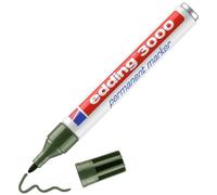 edding 3000 marcador permanente - verde oliva - 1 rotulador - punta redonda 1,5-3 mm - indeleble de secado rápido - resistente al agua y a los borrones - cartón, plástico, madera, metal - universal
