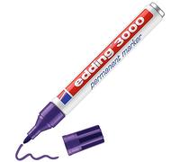 edding 3000 marcador permanente - violeta - 1 rotulador - punta redonda 1,5-3 mm - indeleble de secado rápido - resistente al agua y a los borrones - cartón, plástico, madera, metal - universal