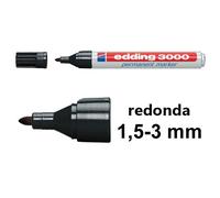 edding 3000 marcador permanente - negro - 1 rotulador - punta redonda 1,5-3 mm - indeleble de secado rápido - resistente al agua y a los borrones - cartón, plástico, madera, metal, tela - universal