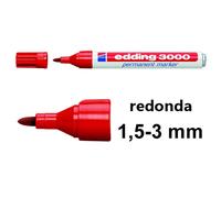 Edding 3000 Rotulador permanente rojo de punta redonda (1,5-3 mm)
