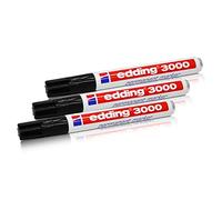 edding 3000 rotuladores permanentes, 1,5-3 mm, recargables, color negro, paquete de 3