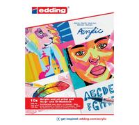 edding 30010 bloc de láminas para pintura acrílica y al óleo - blanco - 10 hojas en A4 - papel grueso para pintar (300 g/m²) - similar al lienzo, sin ácidos, ideal para profesionales y principiantes