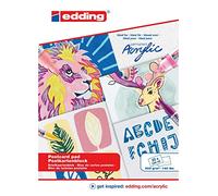 edding 30010 bloc de láminas para pintura acrílica y al óleo - blanco - 20 hojas en A6 - papel grueso para pintar (300 g/m²) - similar al lienzo, sin ácidos, ideal para profesionales y principiantes