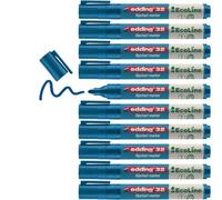 edding 31 EcoLine marcador para flipcharts - azul - 10 rotuladores - punta redonda de 1,5-3 mm - para escribir, dibujar y marcar sobre papel - recargable, no traspasa, no mancha