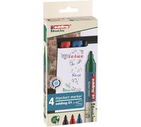 edding 31 EcoLine marcador para flipcharts - multicolor - juego de 4 rotuladores - punta redonda de 1,5-3 mm - rotulador para escribir, dibujar sobre papel - recargable, no traspasa, no mancha