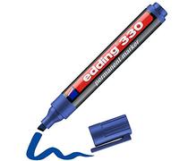 edding 330 marcador permanente - azul - 1 rotulador- punta biselada 1-5 mm - resistente al agua, de secado rápido, rotuladores indelebles - para cartón, plástico, vidrio, madera, metal