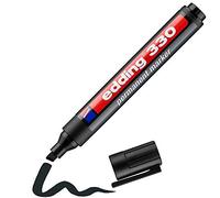 Edding 330 marcador permanente - negro - 1 rotulador- punta biselada 1-5 mm - resistente al agua, de secado rápido, rotuladores indelebles - para cartón, plástico, vidrio, madera, metal
