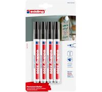 Edding 3300-4 Marcadores Permanentes - Punta Biselada - 1-5 mm - Negro | Rotulador permanente de secado rápido, resistente al agua, resistente a las manchas, para cartón, plástico, madera, metal