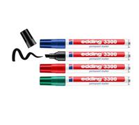 Edding 3300-4 Marcadores Permanentes - Punta Biselada - 1-5mm - Negro - Rojo - Azul - Verde