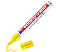 edding 3300 marcador permanente - amarillo - 1 rotulador - punta biselada 1-5 mm - indeleble de secado rápido - resistente al agua y a los borrones - cartón,plástico,madera, metal,tela -universal