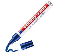edding 3300 marcador permanente - azul - 1 rotulador - punta biselada 1-5 mm - indeleble de secado rápido - resistente al agua y a los borrones - cartón, plástico, madera, metal, tela - universal