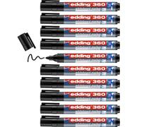 edding 360 marcador para pizarras blancas - negro - 10 rotuladores - punta redonda 1,5-3 mm - rotulador para pizarra blanca, borrado en seco - pizarra blanca, flipchart, tablón de notas - recargable