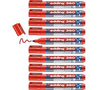 edding 360 marcador para pizarras blancas - rojo - 10 rotuladores - punta redonda 1,5-3 mm - rotulador para pizarra blanca, borrado en seco - pizarra blanca, flipchart, tablón de notas - recargable
