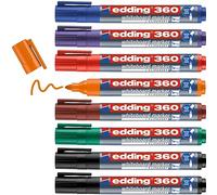 Edding Rotulador para pizarra 360 Punta redonda – 8 colores, sin borrador