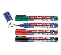 edding 360 marcador para pizarras blancas - multicolor - juego de 4 rotuladores - punta redonda 1,5-3 mm - rotulador para pizarra blanca, borrado en seco - flipchart, tablón de notas - recargable