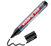edding 360 marcador para pizarras blancas - negro - 1 rotulador - punta redonda 1,5-3 mm - rotulador para pizarra blanca, borrado en seco - pizarra blanca, flipchart, tablón de notas - recargable
