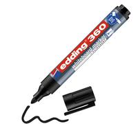 edding 360 marcador para pizarras blancas - negro - 1 rotulador - punta redonda 1,5-3 mm - rotulador para pizarra blanca, borrado en seco - pizarra blanca, flipchart, tablón de notas - recargable
