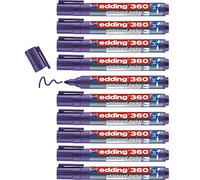 edding 360 marcador para pizarras blancas - violeta - 10 rotuladores - punta redonda 1,5-3 mm - rotulador para pizarra blanca, borrado en seco - pizarra blanca, flipchart, tablón de notas