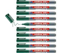 edding 361 marcador para pizarras blancas - verde - 10 rotuladores - punta redonda 1 mm - rotulador para pizarra blanca, borrado en seco - pizarra blanca, flipchart, tablón de notas - recargable